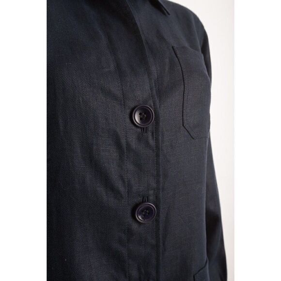 Lafayette 148 NY Womens Linen Shirt Blouse Blazer Jacket Sz 2 Navy Blue NWT - Picture 3 of 6